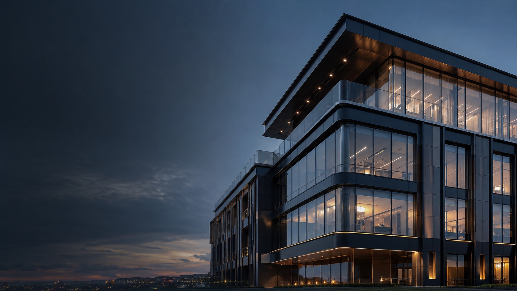 Alüminyum ve cam cepheli modern mimari yapı